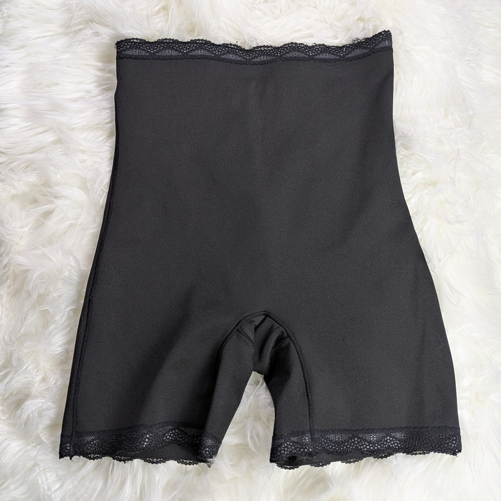 UnderWhere Luxury Collection Black High Waist Lace‎ Trim Shapewear Shorts Size M
